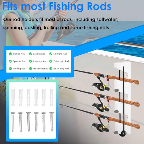 Horizontal Fishing Rod Holder, White Plastic Wall Mounted - Image 5