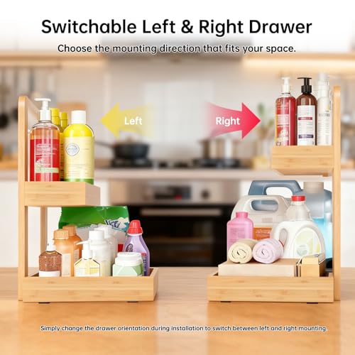 2-Tier Under Sink Pull Out Organizer, Bamboo Cabinet Storage - Image 5