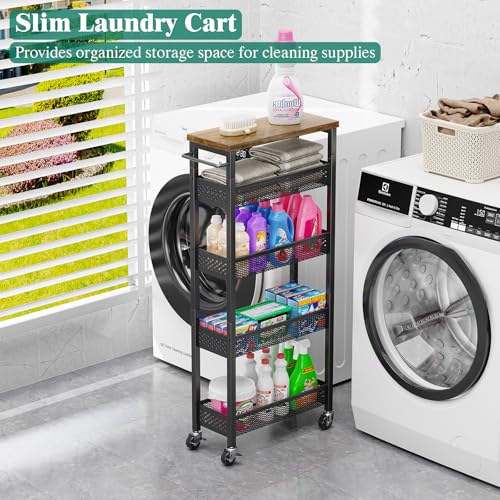 Giwil Slim Storage Cart 5 Tier Narrow Kitchen Rolling Cart - Image 4