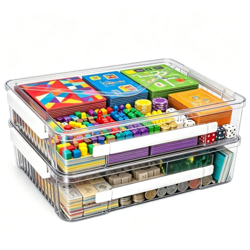 2 Pack Board Game Storage Box, Stackable Craft Organizer - Image 2