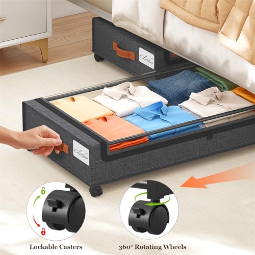 Yecaye 70L Under Bed Storage with Wheels, 2Pack Larger - Image 4