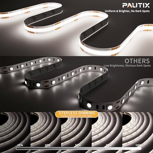 PAUTIX 5V USB COB LED Strip Light 6.56ft/2m 1200lm, Dimmable - Image 3