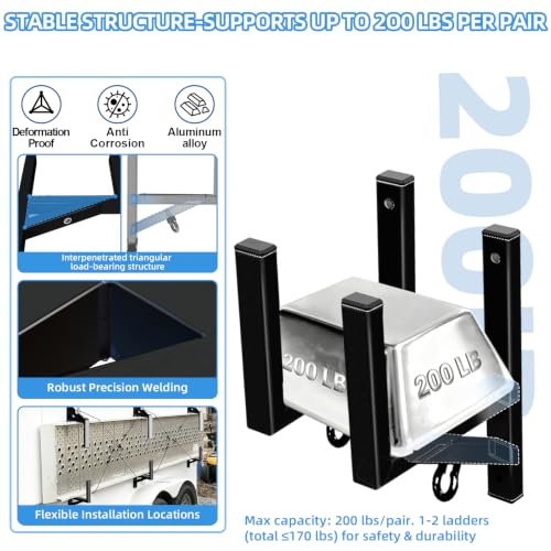 Cargo Trailer Ladder Rack-400lb Load-Carry 2-4 | Garage Storage - Image 3