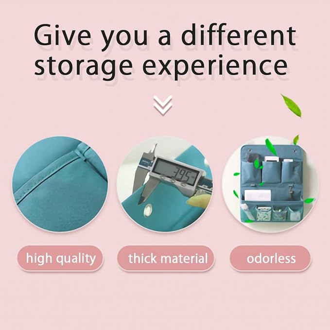 HSLFUAI Hanging Organizer with Pockets – Wall & Door Storage Bag with 3 Sticky Hooks – Hanging Storage Organizer for Bathroom, Bedroom, Closet, Dorm, Washing Table (3Layer, Blue)