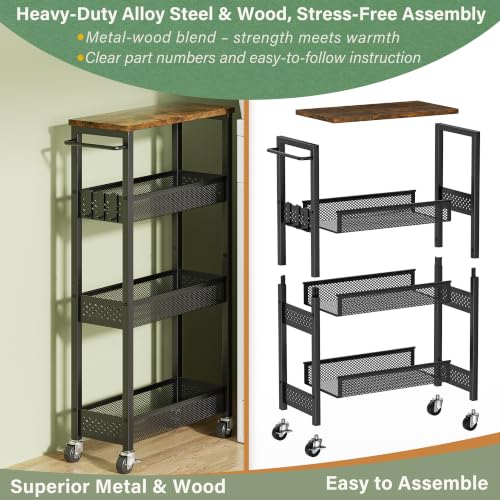 OKZEST 4-Tier Slim Rolling Storage Cart for Kitchen, Laundry Room - Image 7