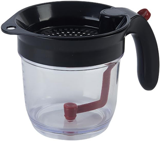 Fat & Grease Separator with Fine Mesh Filter and oil Sauce Separator Strainer with a bottom drain valve. Sauce separator strainer for healthier cooking. 33Oz or 0.975 Lt