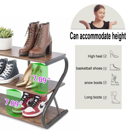 Wooden Shoe Rack for Entryway Closet, S-Shaped Shoe Storage Shelf - Image 6