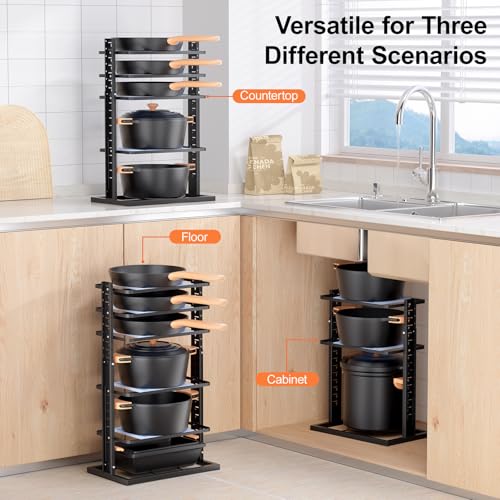 LAMU Pots and Pans Organizer for under Cabinet, 6-Tier Heavy Duty - Image 7