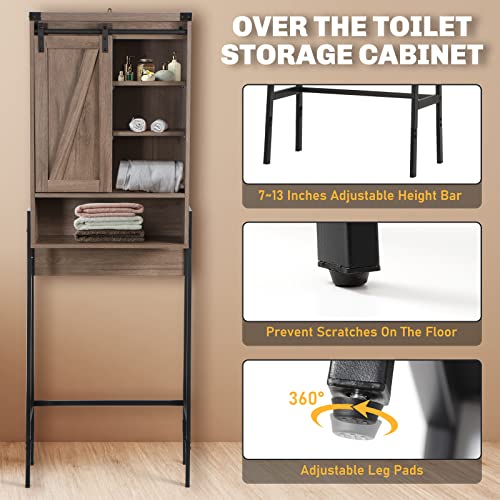 Over Toilet Storage Cabinet with Barn Door & Adjustable Shelves - Image 5