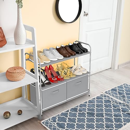 Simple Houseware 3-Tier Closet Storage with 2 Drawers, Grey - Image 7