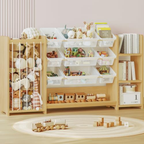 3-in-1 Montessori Toy Organizer with Bookshelf, 9 Clear - Image 2
