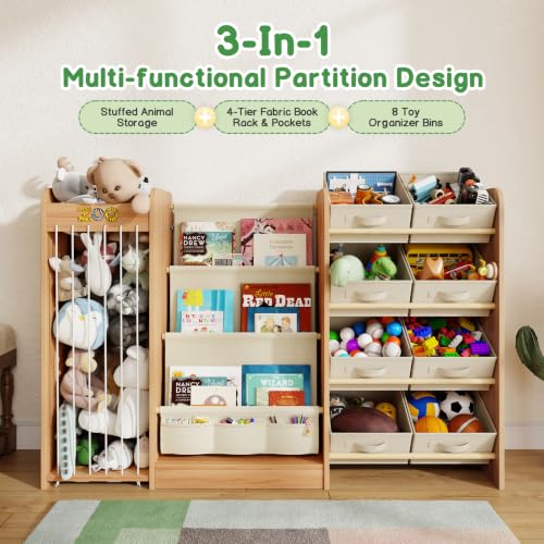 Kids Toy Organizer with Bookshelf & Stuffed Animal Storage, 51'' - Image 4