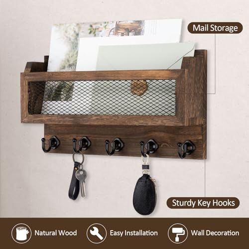 Nekon Mail and Key Holder for Wall Decorative, 11 Inch Mail - Image 6