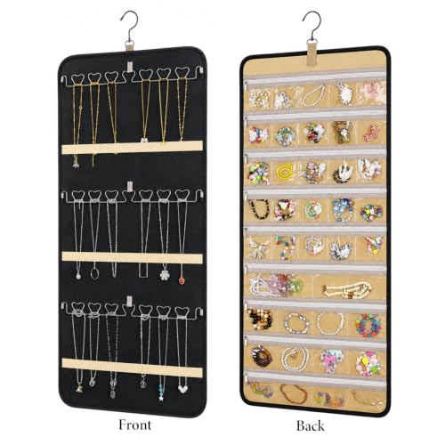 2 Pack Hanging Jewelry Organizer Storage with Zipper - Image 3