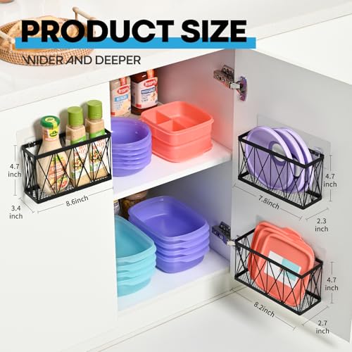 3 Pack Cabinet Organizer - Adhesive Lid Organizer Slim Space Wall - Image 3