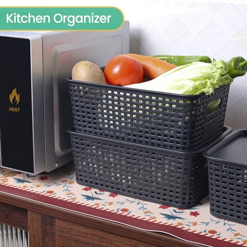 Ohmlove 8 Pack Plastic Storage Baskets with Lids for Organization - Image 7