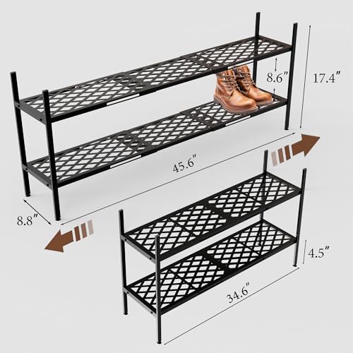 Long Expandable Metal Shoe Rack for Closet, Entryway | All Products - Image 4