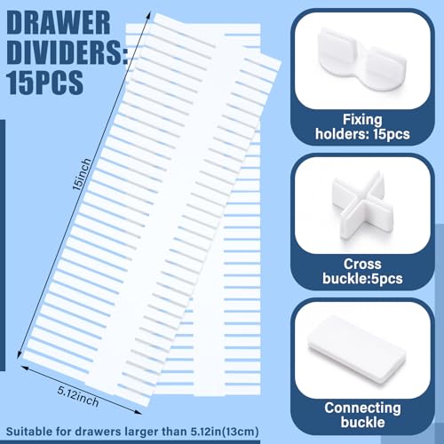 Blosssound 15 Pcs 5.12 Tall Drawer Divider, Adjustable Organizer - Image 3