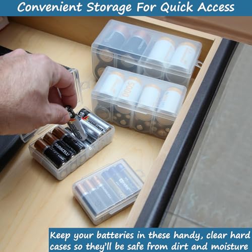 Home-X Set of 4 Battery Organizer Storage Cases - Clear - Image 8
