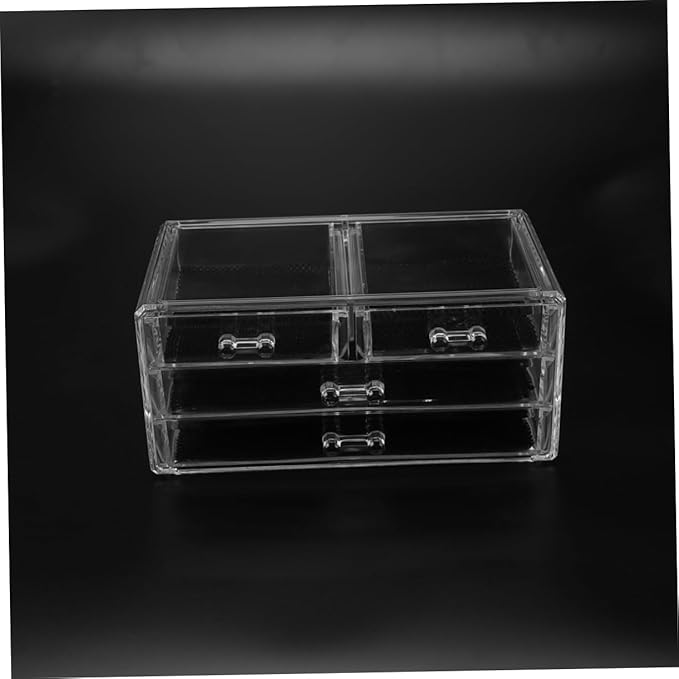 PRETYZOOM Large 3-Layer 4-Drawer Acrylic Makeup Organizer for Desktop Dustproof Cosmetic Storage Box Non-Slip Base for Vanity and Dresser