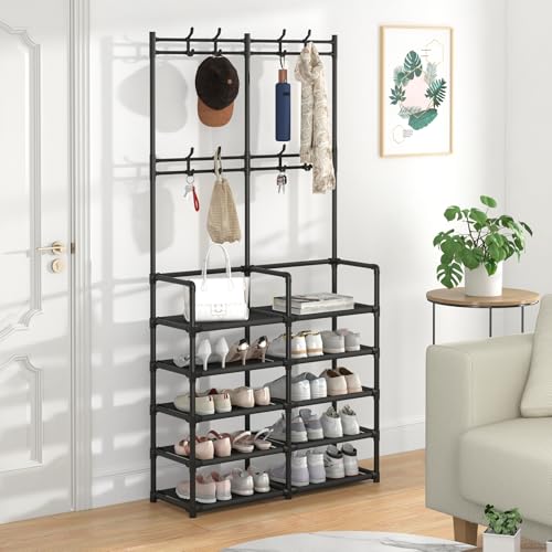 Laiensia 5-Tier Entryway Coat Rack, Coat and Shoe Rack - Image 3