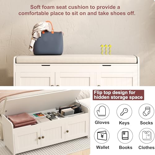 HOMEFORT 41.3" Shoe Bench with Lift Top Storage, Entryway - Image 6