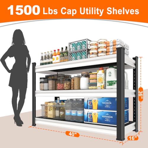 Metal Storage Garage Shelving - 40" W x 16" D x 36" H Black&White - Image 3