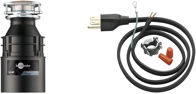 InSinkErator Badger 5XP Garbage Disposal 3/4 HP Food Waste Disposer+ INSINKERATOR Garbage Disposal 3-Foot Power Cord Installation Kit for Standard Series (Badger) Food Waste Disposer Models, CRD-00