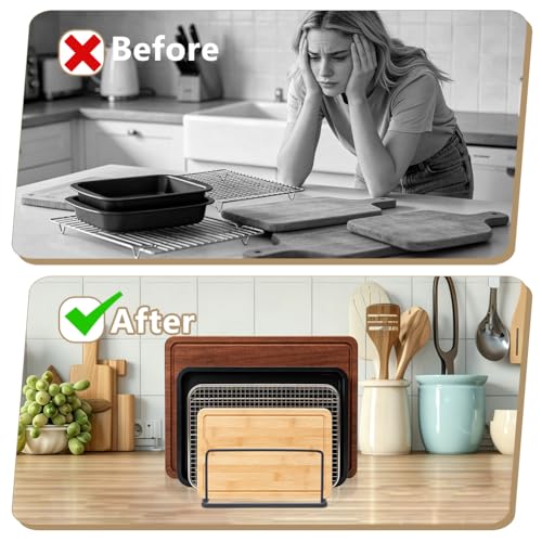 AHANDMAKER 2 Pack Cutting Board Organizer Baking Sheet Organizer - Image 6