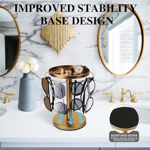 kondyfayo 360° Rotating Sunglass Organizer Storage, Stainless - Image 6