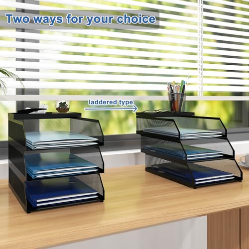 Natwind 3-Tier Stackable Metal Mesh Desk Paper Tray - Image 6