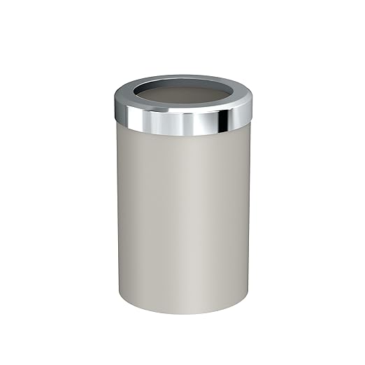 Gatco Small Bathroom Trash Can with Lid, Round 3 Gallon Stainless Steel Wastebasket, Under Sink, Matte Pearl and Chrome, for Bathroom, Bedroom, Office (1931C)