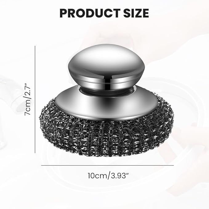 Steel Wool Scrubber, 2026 New Stainless Steel Scrubber with Handle, Kitchen Cleaning Tools for Cleaning Dishes, Iron Pots, Stoves, Wash Sink (4pcs)