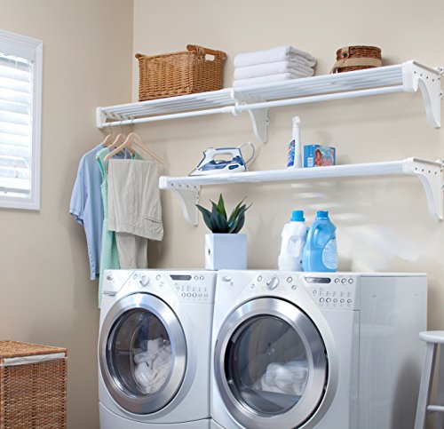 EZ Shelf Expandable Laundry Room Shelving Kit, Wall Mount, White - Image 7