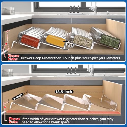 MIUKAA Clear Spice Drawer Organizer, 4 Pcs Seasoning Rack(jar not - Image 5