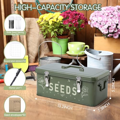 Metal Seed Storage Organizer Box with Lid & Locks, Seed - Image 4