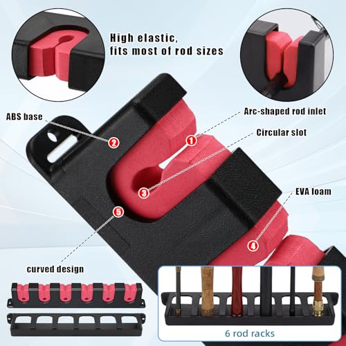 3 Set Fishing Rod Holders for Garage Wall Mount Pole | Garage Storage - Image 4