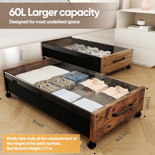 Under Bed Storage with Wheels, 2 Pack Under Bed Storage - Image 7