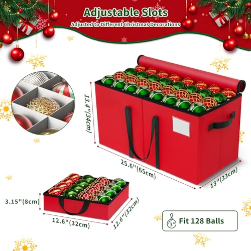 Christmas Ornament Storage Box, 8 Individual Trays with Handles - Image 4