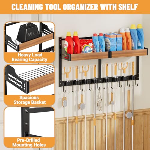 Broom Holder Wall Mount, Broom and Mop Organizer Wall - Image 6