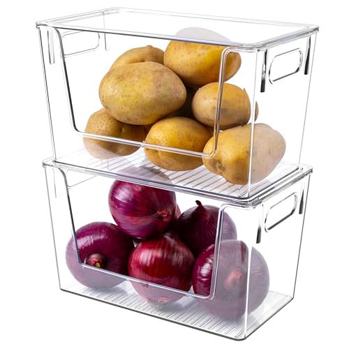 2 Pack Large Stackable Storage Bins, Plastic Container - Image 2