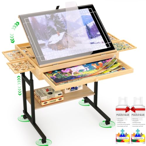 Wooden Puzzle Table with Drawers, 1500 Piece Puzzles - Image 2