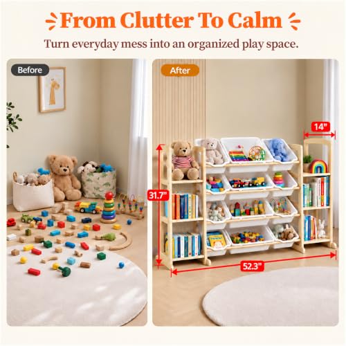 Toy Storage Organizer with Bookshelf – Wooden Toy | Home Organization - Image 3