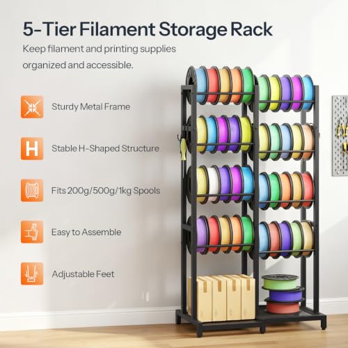 HOOBRO 3D Printer Filament Storage Rack, 5-Tier Heavy Duty - Image 6