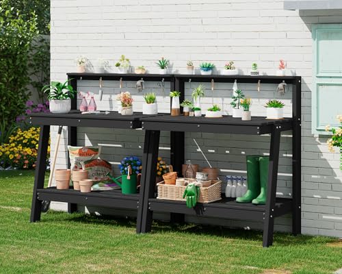 SERWALL 3-Tier Outdoor Potting Bench with Storage,Gardening Table - Image 2
