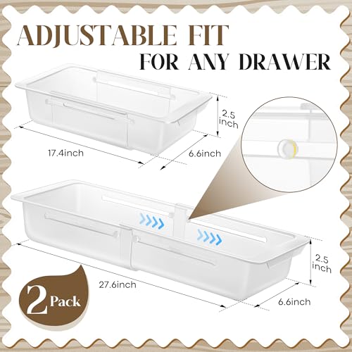 2 Pack Deep Drawer Organizer Bins, Adjustable Sliding - Image 4