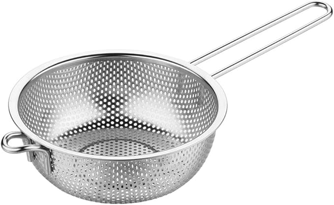 DOITOOL Stainless Steel Fry Basket with Long Handle 16.85 Inch Micro-Porous Strainer Colander for Draining Fried Food Vegetables Fruits and Seafood