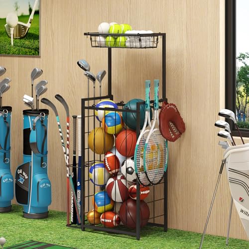 Sports Equipment Organizer, Small Garage Ball Storage Rack - Image 4