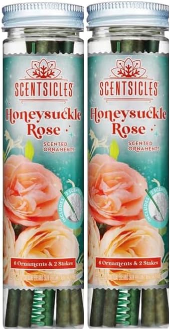 Scentsicles Honeysuckle Rose Scented Sticks with 2 Scenter Stakes - 2 Bottles (12 Sticks Total) Christmas Ornaments