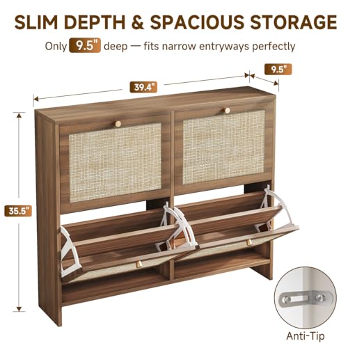 Nicetree Shoe Cabinet Storage for Entryway, 4-Flip Drawer - Image 3